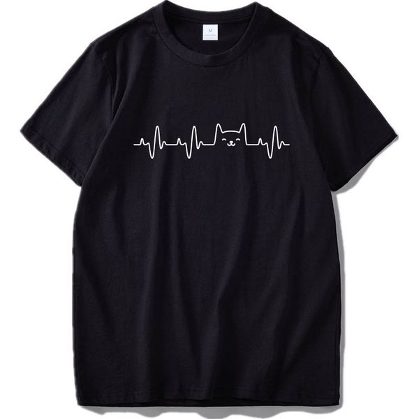 

sport cat heartbeat print t shirt casual fashion 100% cotton soft breathable eu/us size gifts idea summer t-shirt