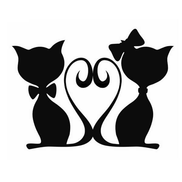 

16*12cm cats love pet cat car stickers decals motorcycle fun car styling black/silver c2-0168