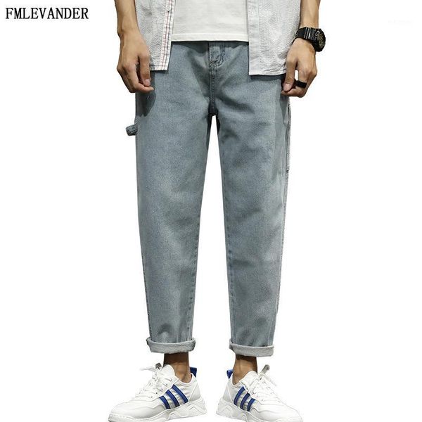 

new korea fashion young men streetwear solid color jeans homme1, Blue