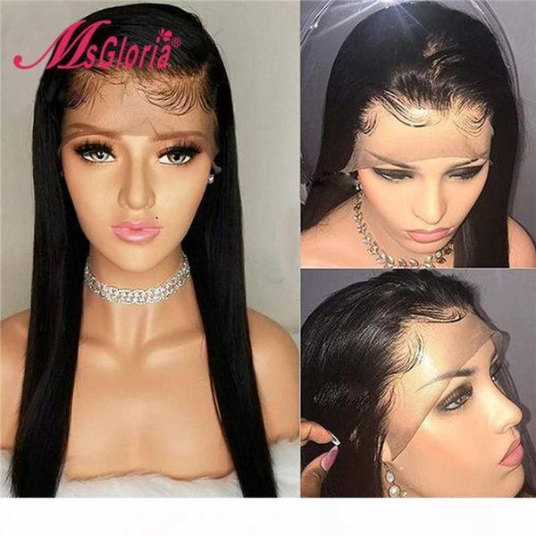 

lace front human hair wigs pre plucked hairline brazilian straight lace frontal wig with baby hair remy for black women, Black;brown
