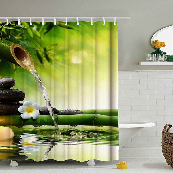 

streaming bamboo shower curtain waterproof 3d digital printing bathroom curtains polyester bath curtain