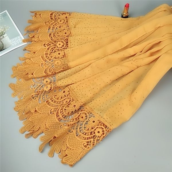 

plain lace floral diamond cotton viscose scarf ladies laser cut wraps and shawls pashmina stole muslim hijab snood 180*90cm y201007, Blue;gray