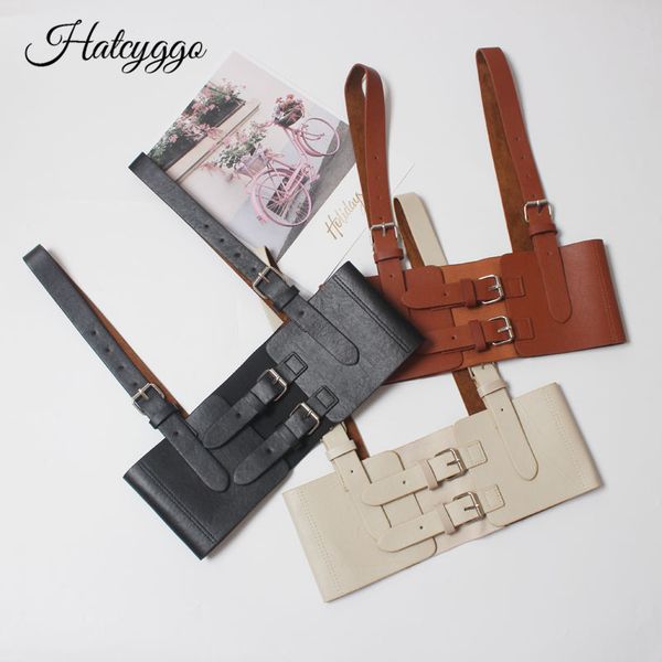 

hatcyggo womens elastic garter belt cage sculpting harness waist adjustable suspender straps slim body jewelry waistband, Black;brown