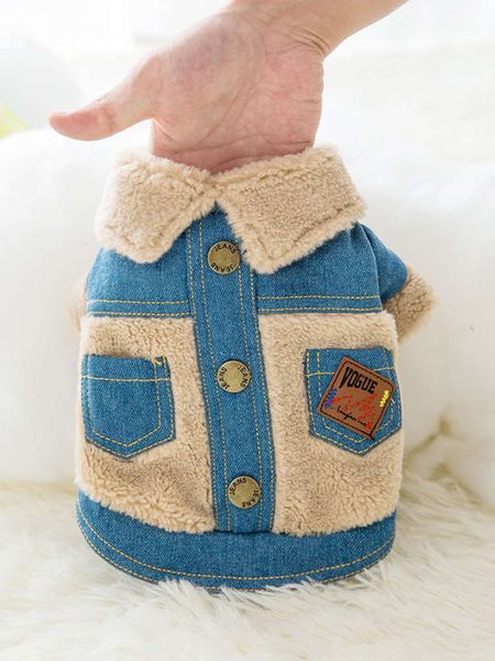 

korean denim cloth autumn and cat teddy is thicker than xiong bomei small dog warm cotton coat in winter