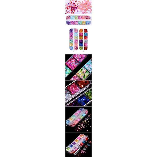 

sparkly shinning butterfly nail sequins polish flakes mixed colors holographics paillette glitter 3d slices art de jllhax, Silver;gold