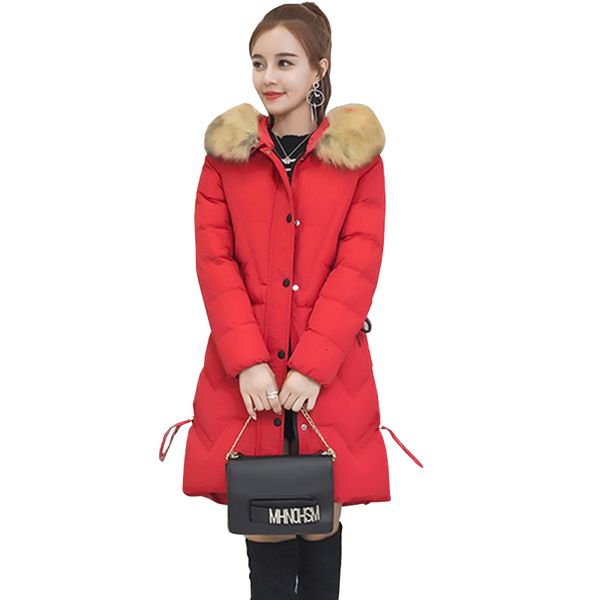 

m-3xl winter jacket women fur collar hooded warm cotton coats female thick outerwear womens plus size ladies long parkas nw920, Black