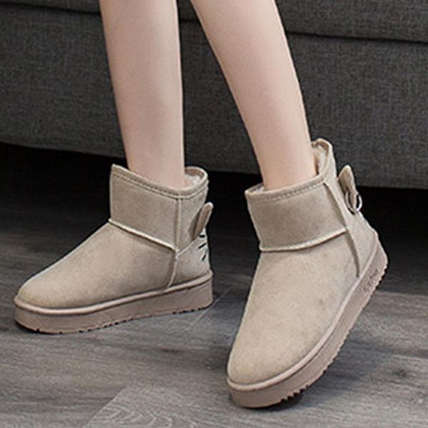 

женские зимние сапоги снег дамы скольжения на теплый короткие пушистый плюша женщины плоской платформой женщина cute cat botas женский comfy, Black