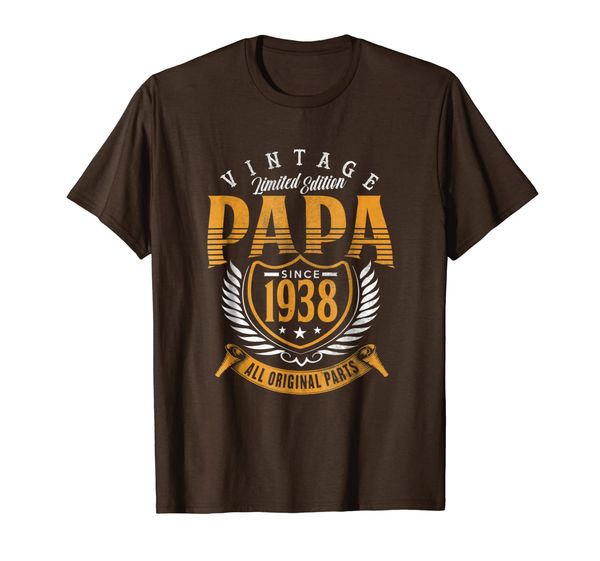 

vintage 80th birthday papa gift since 1938 dad t-shirt, White;black