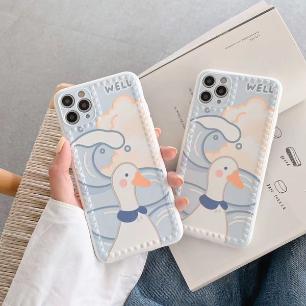 

fashion iphone case iphone 11/11pro/ 11p max /xsmax 7p/8p 7/8 xr x/xs designers cute duck printed popular mobile phone all cover case
