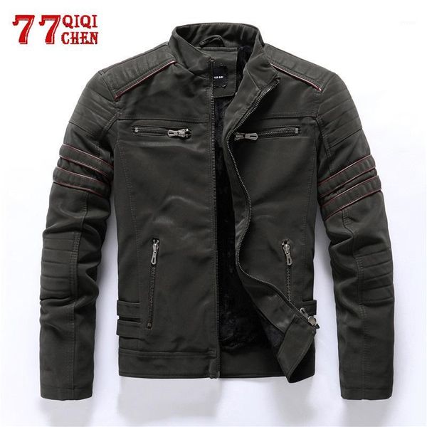 

men's frosted leather jacket autumn winter fleece casual fashion stand collar moto jacket men slim pu leather coats1, Black