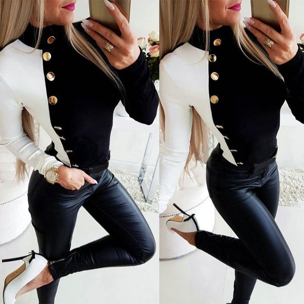 

women button down shirt fashion high-collar long-sleeved casual women's office shirt 2020 new autumn winter, White