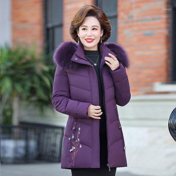 

2020 new plus size 6xl winter jacket female down cotton padded clothes women casual slim parka middle-aged coat overcoats1, Black