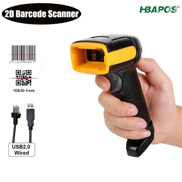 

scanners hba-1680s portable barcode scanner cmos image 1d&2d qr code reader usb handheld wired bar for supermarket termin