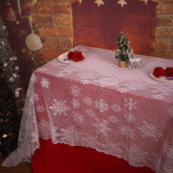

table cloth diy wedding banquet tablecloth snowflake lace christmas party decor cover
