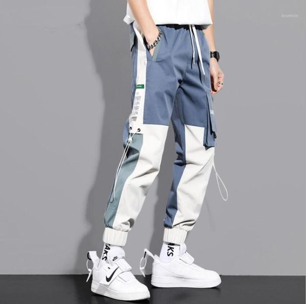 

2020 men's multi pockets cargo pants hip hop casual male track pants joggers trousers fashion harajuku streetwear w10091, Black