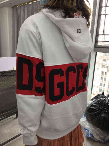 

in stock fashionable hoodie gcds band 02 black white men women autumn winter fleece must-have for fashionistas md