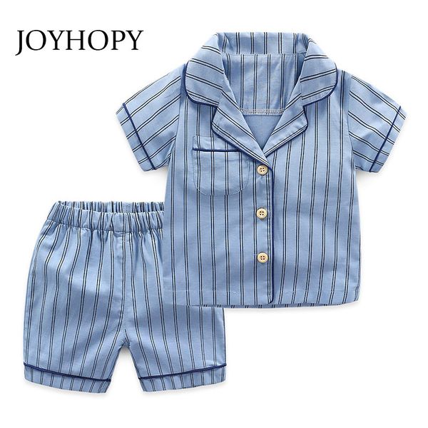 

new summer children pajamas striped cotton sleepwear baby pajamas set for boys underwear clothing kids suits shirt+shorts 2pcs c1019, Blue;red