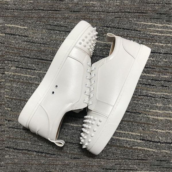 

sale red bottom low cut spikes flats shoes for men women leather sneakers casual shoes with box dust bag, Black