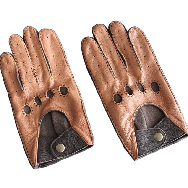

fashion autumn and winter lambskin men leisure genuine leather gloves wrist breathable sheepskin driving glove ing, Blue;gray