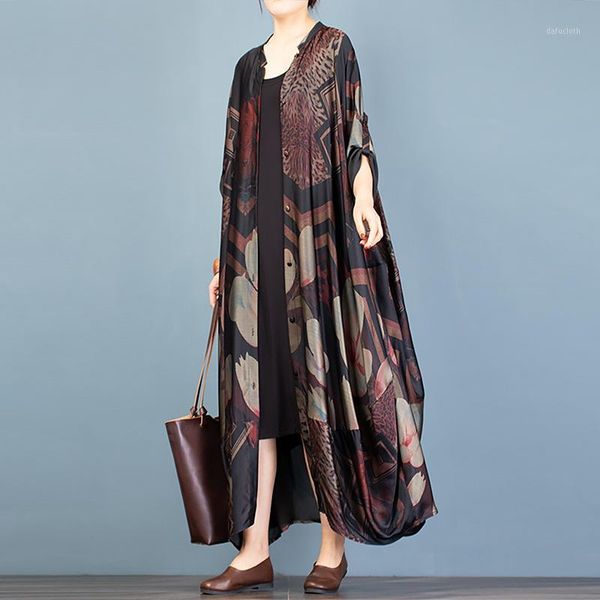 

loose slim overcoat plus size dress ga341, Tan;black