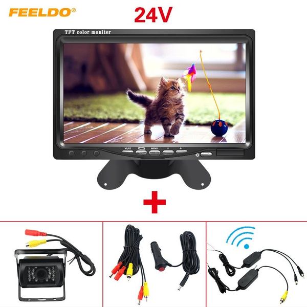 

feeldo dc 9v-36v bus truck 7" lcd monitor with rear view parking camera video system 2.4g wireless & cigarette lighter optional car