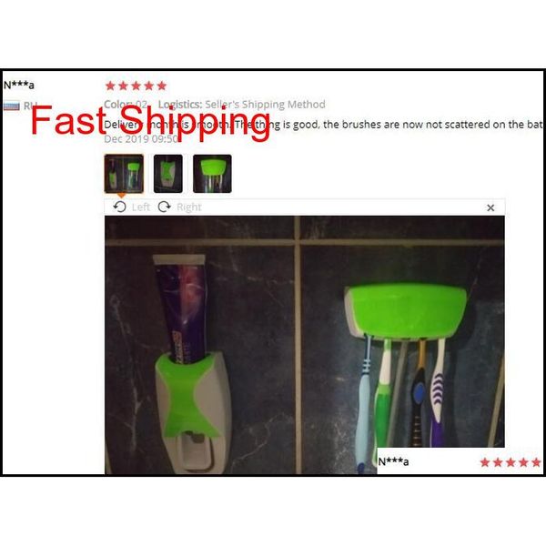 

bathroom gadgets matic toothpaste dispenser + 5pcs toothbrush holder set wall mount rack bath oral bat qylatn bde_luck