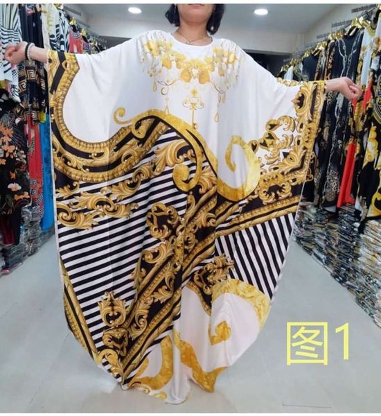 

women's 2020 printed bat sleeve oversized loose drs, Black;gray