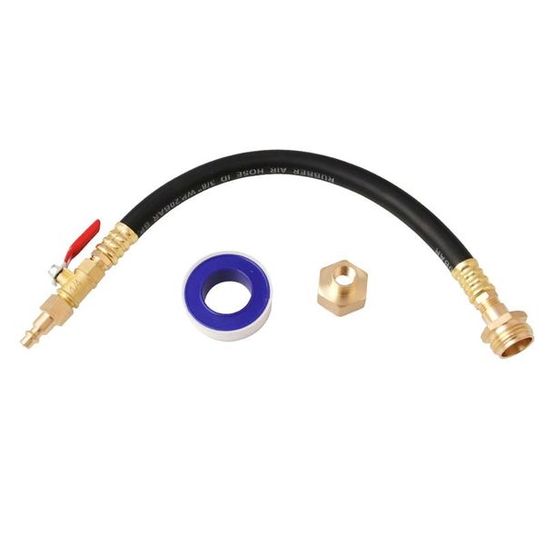 

rv winterizing kit sprinkler blowout adapter with shut off valve, male & female quick connect blow out fitting plug