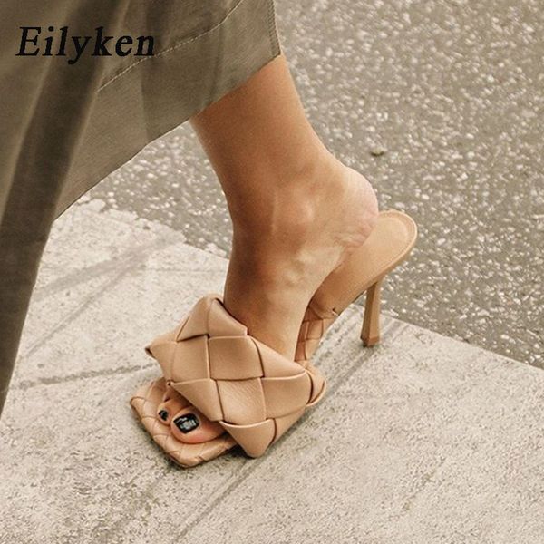 

eilyken 2020 summer new fashion lattice pu leather peep toe shoe womens slippers outdoor rome designer sandals 41 x1020, Black