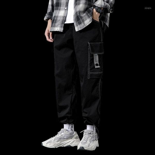 

2020 new cargo pants men versatile casual tactical men's overalls trousers joggers japanese streetwear, Black