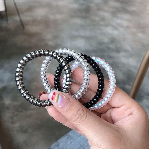 

размер 4.5cm эластичные диапазона волос спиральные ponytail связей gum резиновый канат тонкий телефонный провод аксессуары sqcudd new_dhbest, Silver