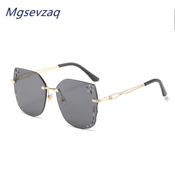 

handmade diamond-encrusted women's sunglasses personality fashion trend wild butterfly-shaped frameless high-quality sunglasses, White;black
