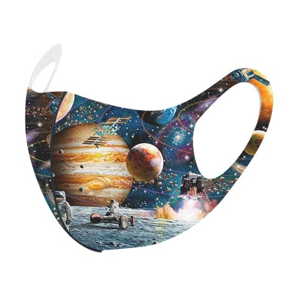 

windproof children's adjustable face 1pc reusable printed mask kids planet print outdoor shield washable faces protection