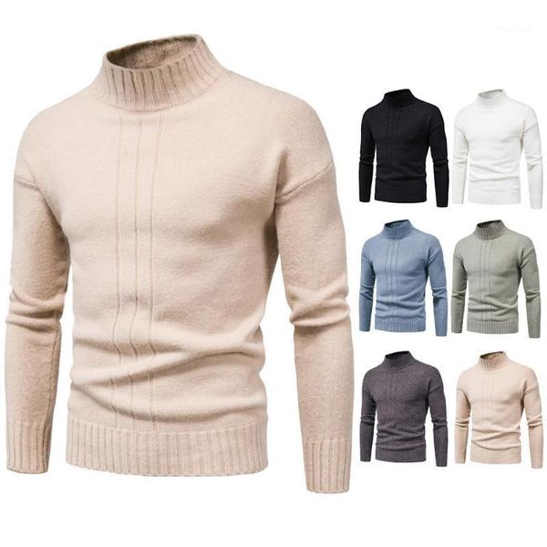 

men's sweaters autumn winter men's sweater half turtleneck solid color casual slim fit brand knitted pullovers1, White;black