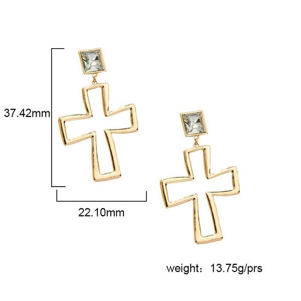 

2021 ins gold hollow out cross geometric minimalism minimalist piercing earrings ins korean fashion chic jewelry bijoux, Silver