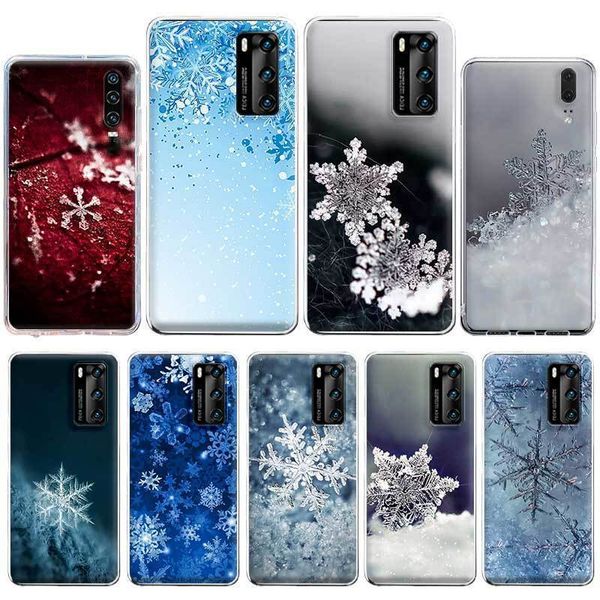 

cases for huawei p30 p40 smart 2020 z y6 y7 y9 p 2019 mate 10 20 pro lite phone cover bags snowflake winter
