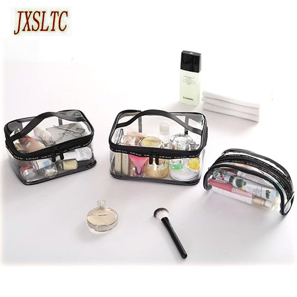 

jxsltc pvc transparent cosmetic bags women's travel waterproof clear toiltry wash organizer pouch beauty makeup case accessories