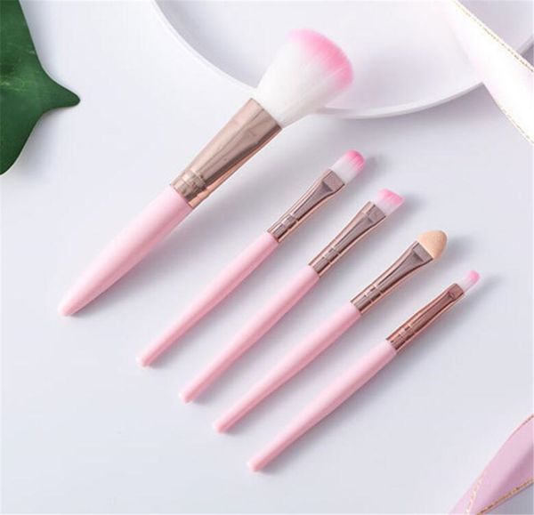 

new health 5pcs/set makeup set fiber brush eye shadow eyeliner brush lip brush beginner beauty tools cosmetic kit