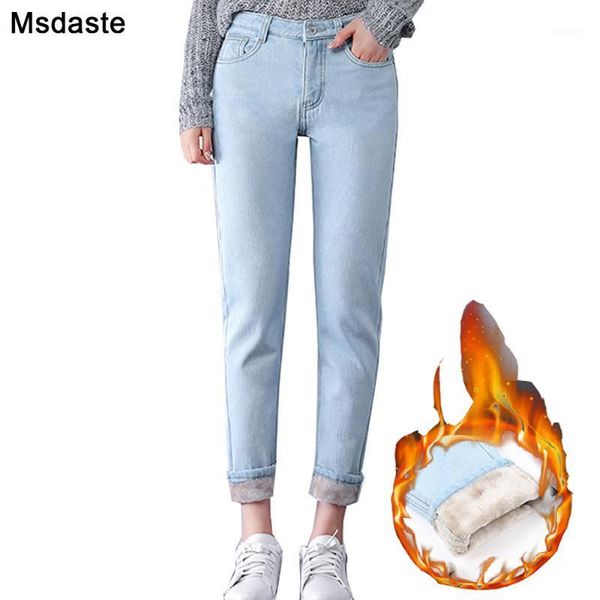 

winter warm jeans women 2020 high waist cotton casual bodycon vintage velvet ladies trousers female pantalon denim woman pants1, Blue