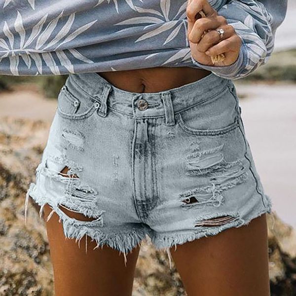 

jeans shorts women women's fashion casual all-match ripped denim shorts spodenki damskie pantaloncini donna, White;black