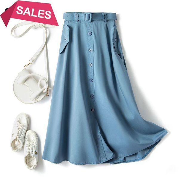 

2021 new big pocket women long midi skirt elegant high waist pleated a line spring summer tulle tutu skirts jupe longue iipe, Black