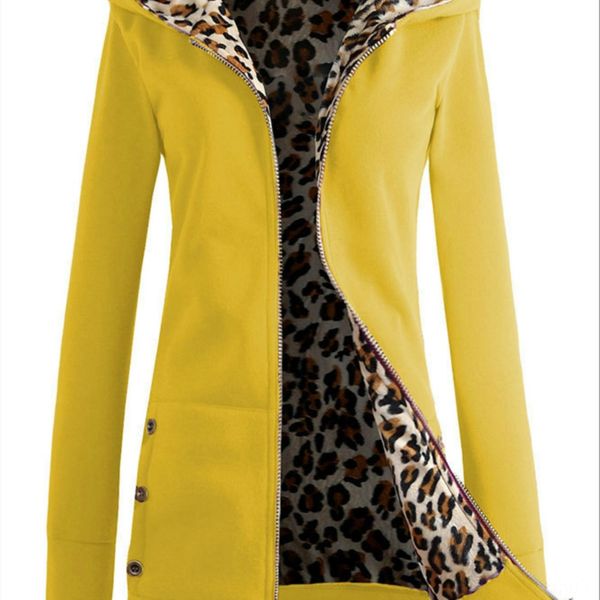 

6 color 9 size new hooded thickened leopard print sweater plus velvet large coat clothingsweater clothingsize coat women's clothing vlo, Black