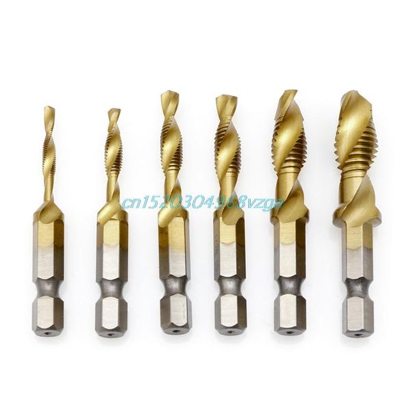 

1set hex shank titanium plated hss hand screw thread metric tap drill bits 6 x m3m10 #h028#