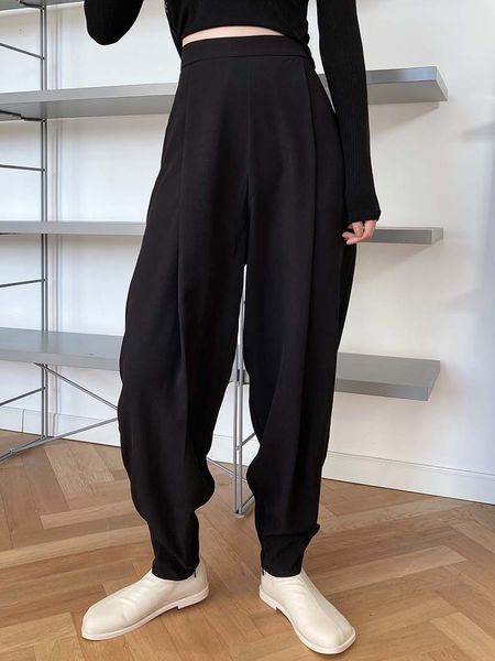 

2021 new spring high waist women casual female trousers outwear wide leg fashion design pants 0hx4, Black;white