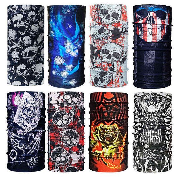 Scarf ao ar livre 3d fantasma caveira bandana pescoço pescoço de pescoço respirável rosto máscara verão anti uv tubo de tubo de balaclava camping de caminhada magia lenços y1229