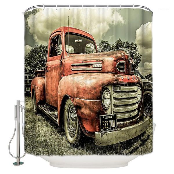 

farm retro car shower curtain waterproof polyester bath curtain1