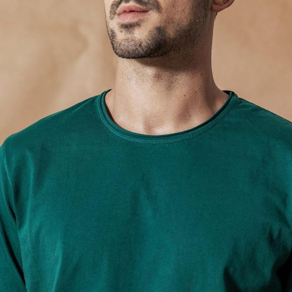 

simwood spring winter new long sleeve solid t shirt men raw roll hem t-shirt texture quality 100% cotton 201203, White;black
