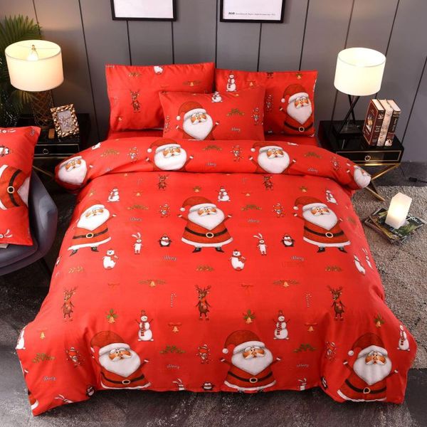 

2020 merry christmas santa claus merry christmas gifts foreign trade 3d bed on a three-piece set bed comforters bedding set