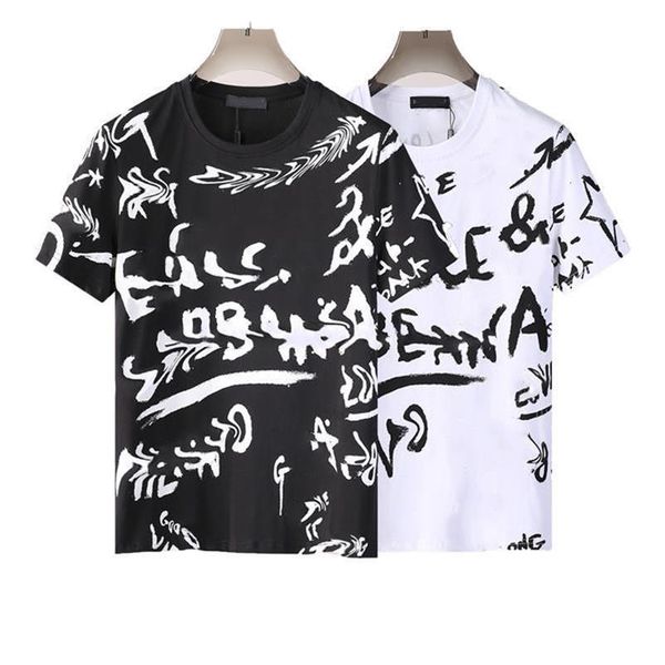 

2022 men's cotton round neck men's t-shirt european and american fashion letter printed logo summer designer casual couple short s, White;black