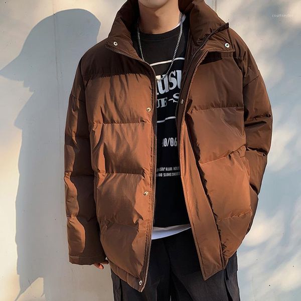 

pr winter men casual solid color parka 2020 new men warm streetwear korean coat fashion thicken zipper classic parkas1, Black